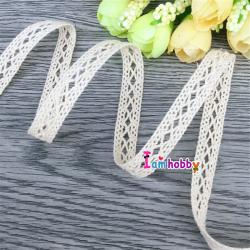 ลูกไม้ถัก สีเบจ 1 cm. (1 หลา)