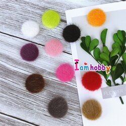 กระดุมปั๊มผ้าฟูฟู ขนาด 20 มิล คละสี (แพ็คละ 11 คู่)