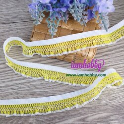 ระบายยืด 1.8cm ตาข่าย สีเหลือง ( 1 หลา )