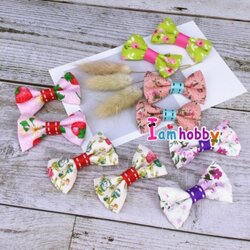 โบว์ผ้าลายหวานๆ คละลาย (แพ็คละ 10 คู่)