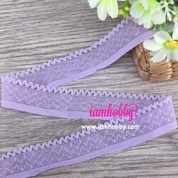 ลูกไม้ยืดสีม่วงอ่อน 2 cm. (1 หลา )