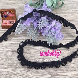 ลูกไม้ยืดสีดำ ( 1 หลา ) เลือกแบบ