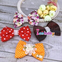 โบว์ผ้าแฮนด์เมดสวยๆ คาดมุก (แพ็คละ 4 ชิ้น)