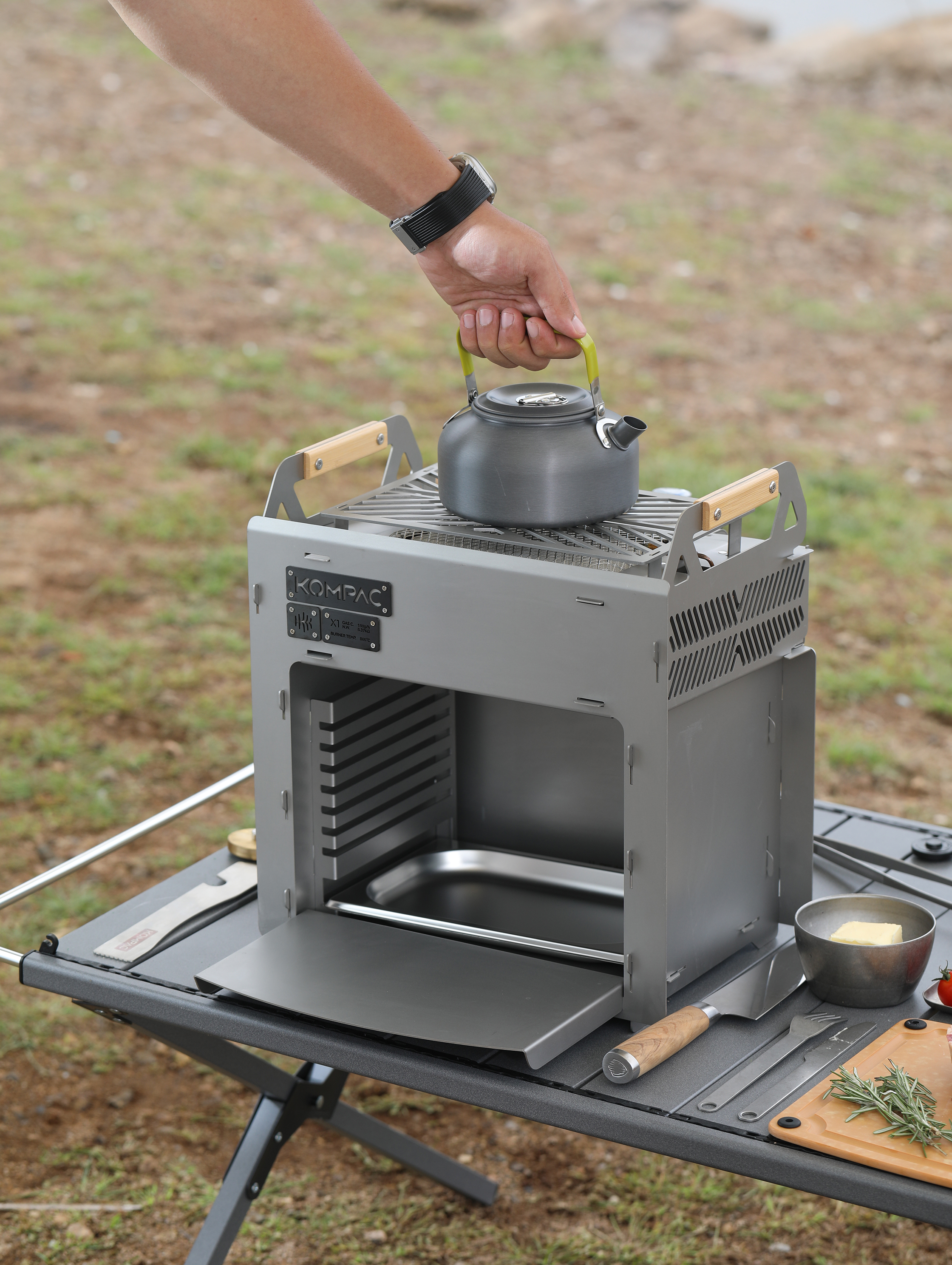 KOMPAC x PYB-2P X1 EXPLORER SERIES Detachable Gas Stesk Grill l เตาย่างแก๊สอินฟาเรด แสตนเลนพรีเมี่ยม สำหรับแคมป์ปิ้ง