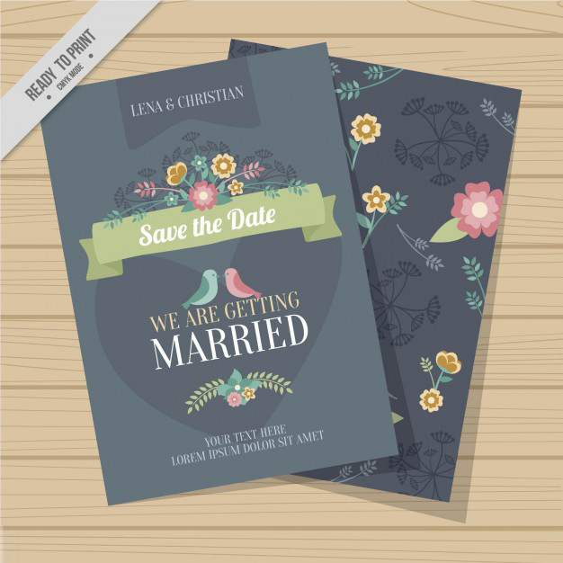 การ์ดแต่งงาน Wedding card สไตล์การออกแบบดีไซน์แบบโทนสีเข้มๆและนกตัวเล็กๆนำมาจัดวางเป็นองค์ประกอบของการ์ดแต่งงานอย่างสวยงาม การ์ดงานแต่ง ไว้สำหรับ เรียนเชิญแขกผู้มีเกียรติเข้ามาร่วมงานแต่งงาน // ตัวอย่างดีไซน์ การ์ดแต่งงาน การ์ดเชิญ การ์ดสวยๆ