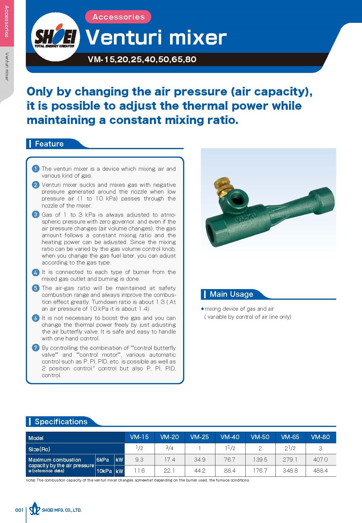 VM Series Gas Mixer up to 450kW l ชุดผสมแก๊สเครื่องพ่นไฟเกรดอุตสาหกรรม ชนิดแก๊สแปรผกผันอากาศ