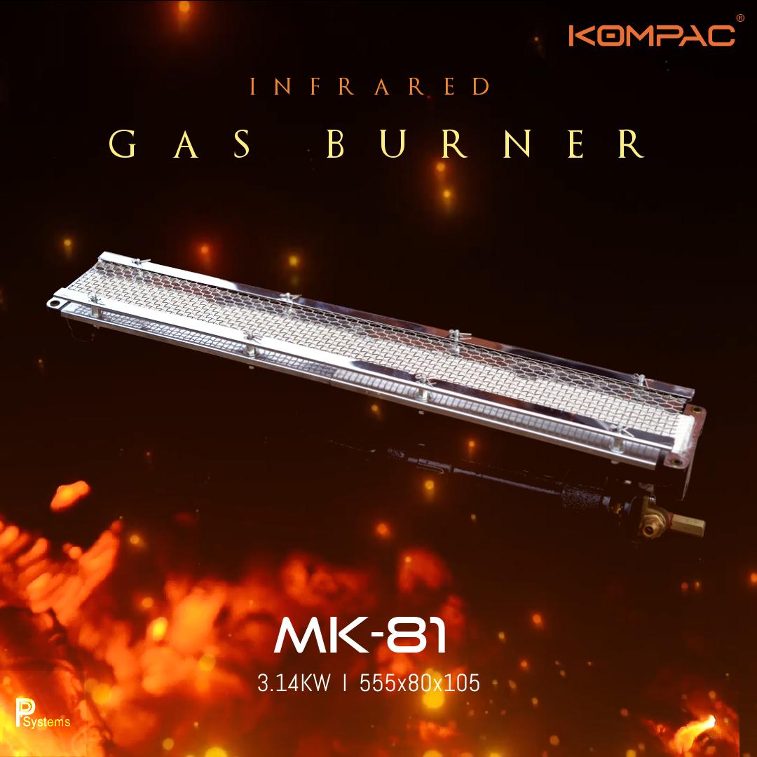 หัวเตาอินฟาเรด KOMPAC MK-81 3.14kW ชนิดเหล็กหล่อ ขนาด 555x80x105