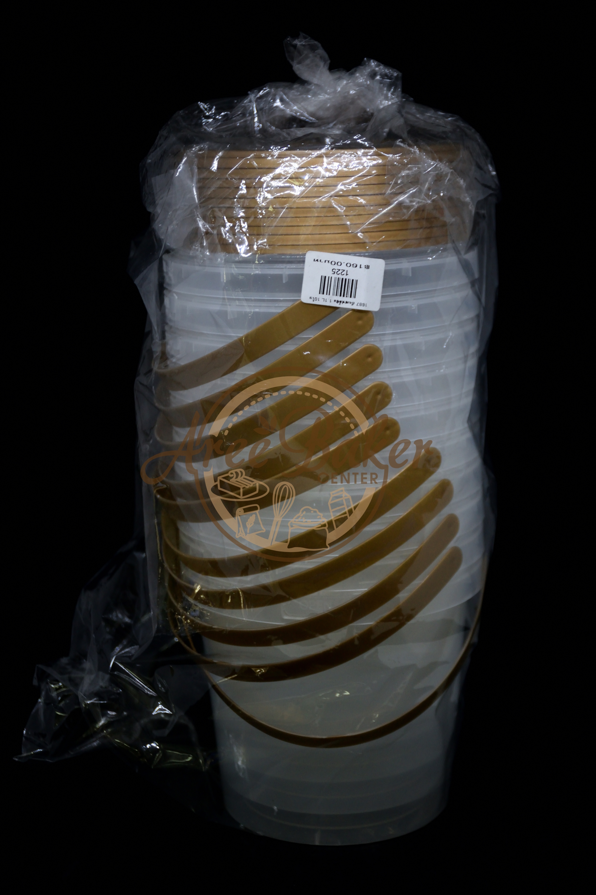 1687 กล่องเซฟตี้ซิลมีหูหิ้ว 1.1 L (ฝาสีทอง - ใส) 10ใบ