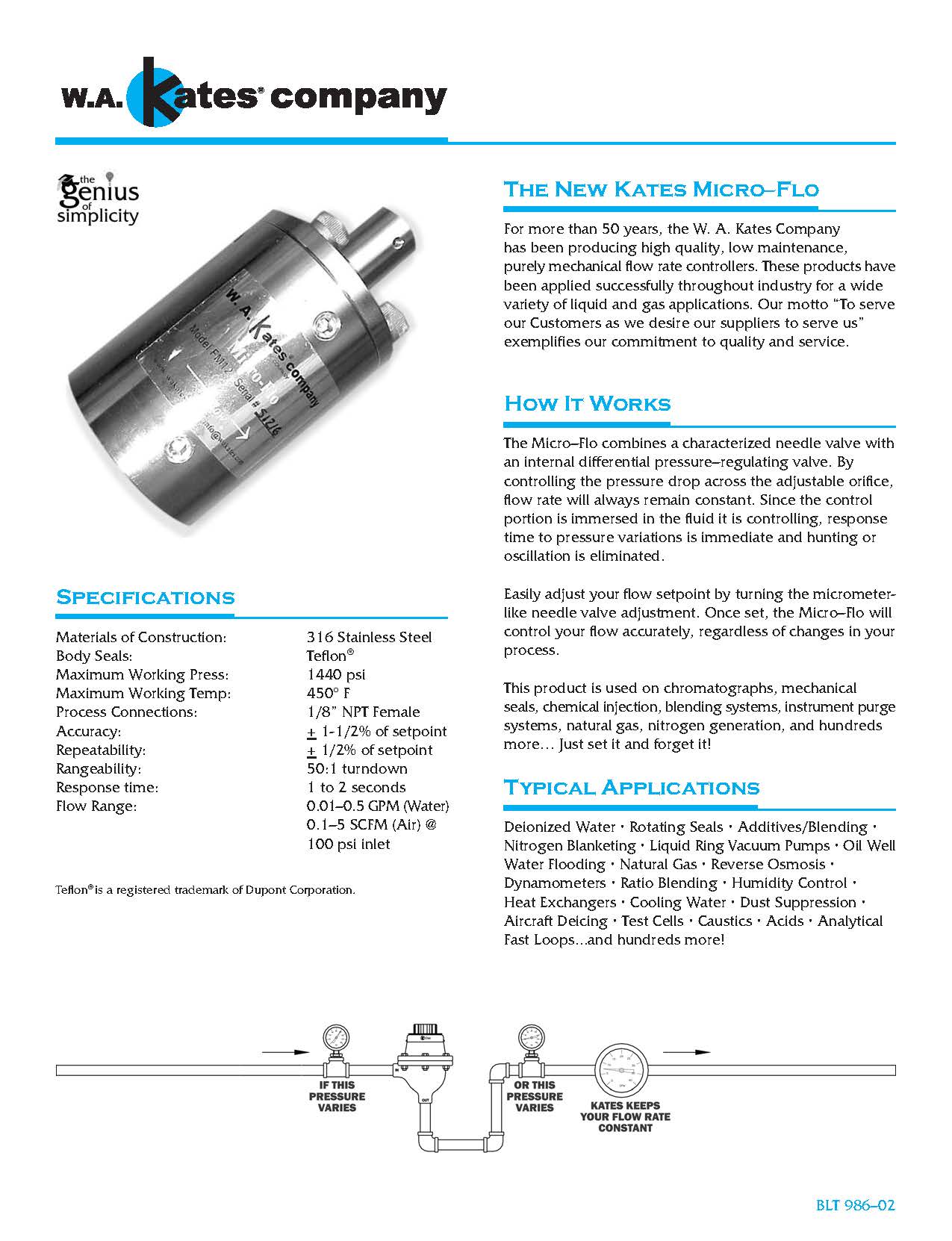 KATE Constant Flow Control l วาล์วควบคุมแรงดันแก๊ส ชนิดปรับละเอียด
