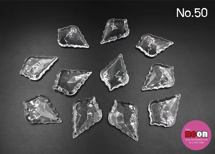 ลูกปัดอะคริลิกNo.50สีล้วน/จี้หยดน้ำแบนรูปใบไม้30*45mm.