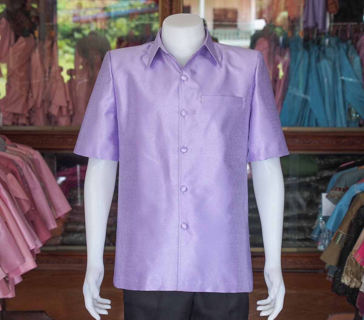เสื้อสูทไหมมุก สีม่วง ไซส์ 2XL