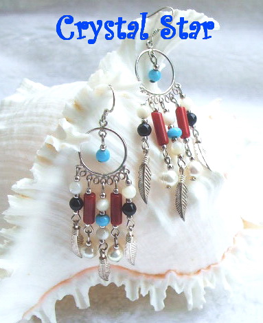 ต่างหูเงินและหินสี