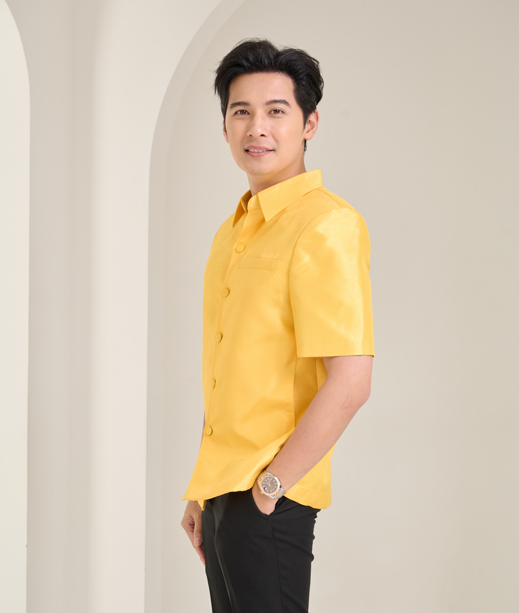 เสื้อผ้าไหมแพรทอง สีเหลือง ไซส์ 2XL