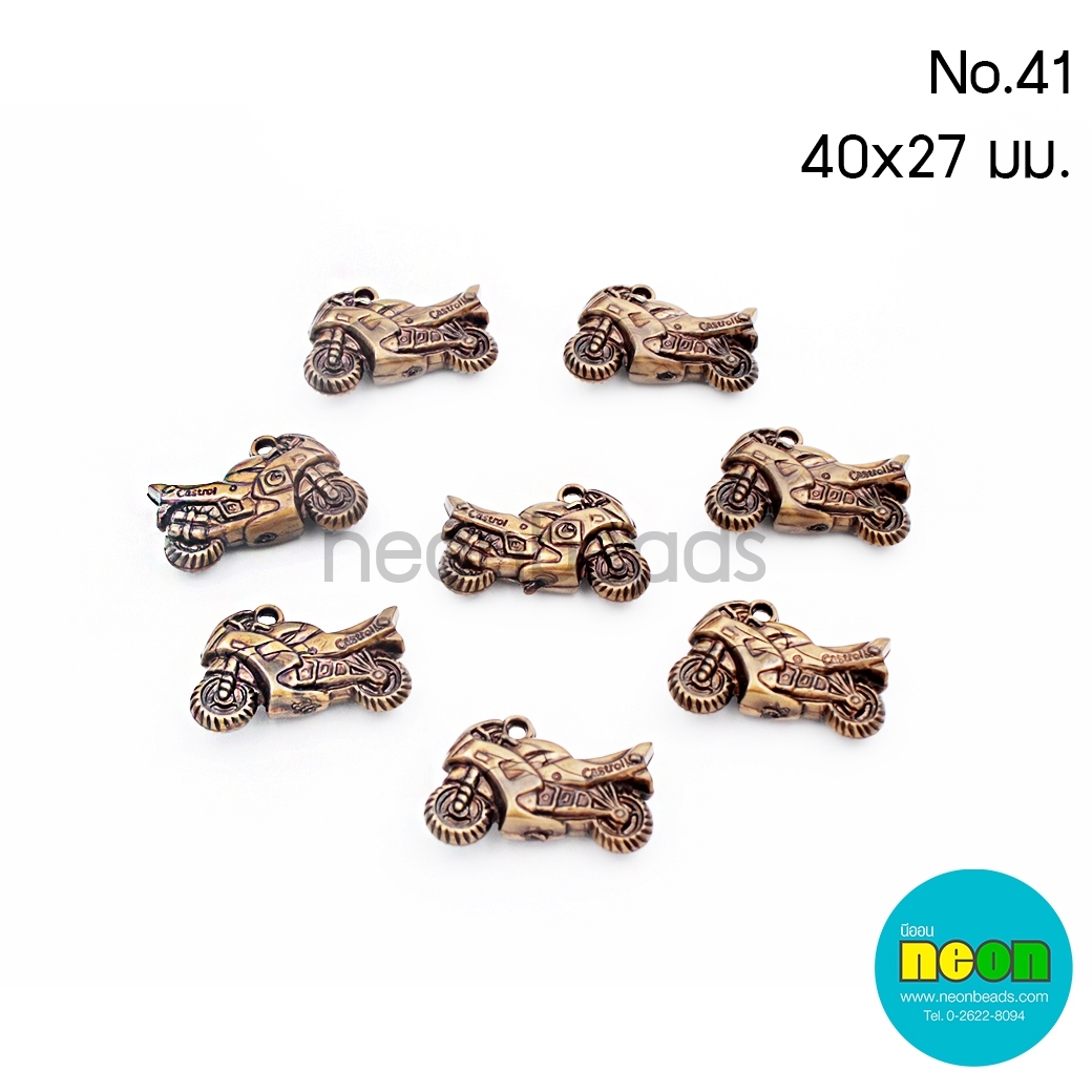ลูกปัดอะคริลิกสีทองเหลืองNo.41.มอเตอร์ไซค์40*27mm.