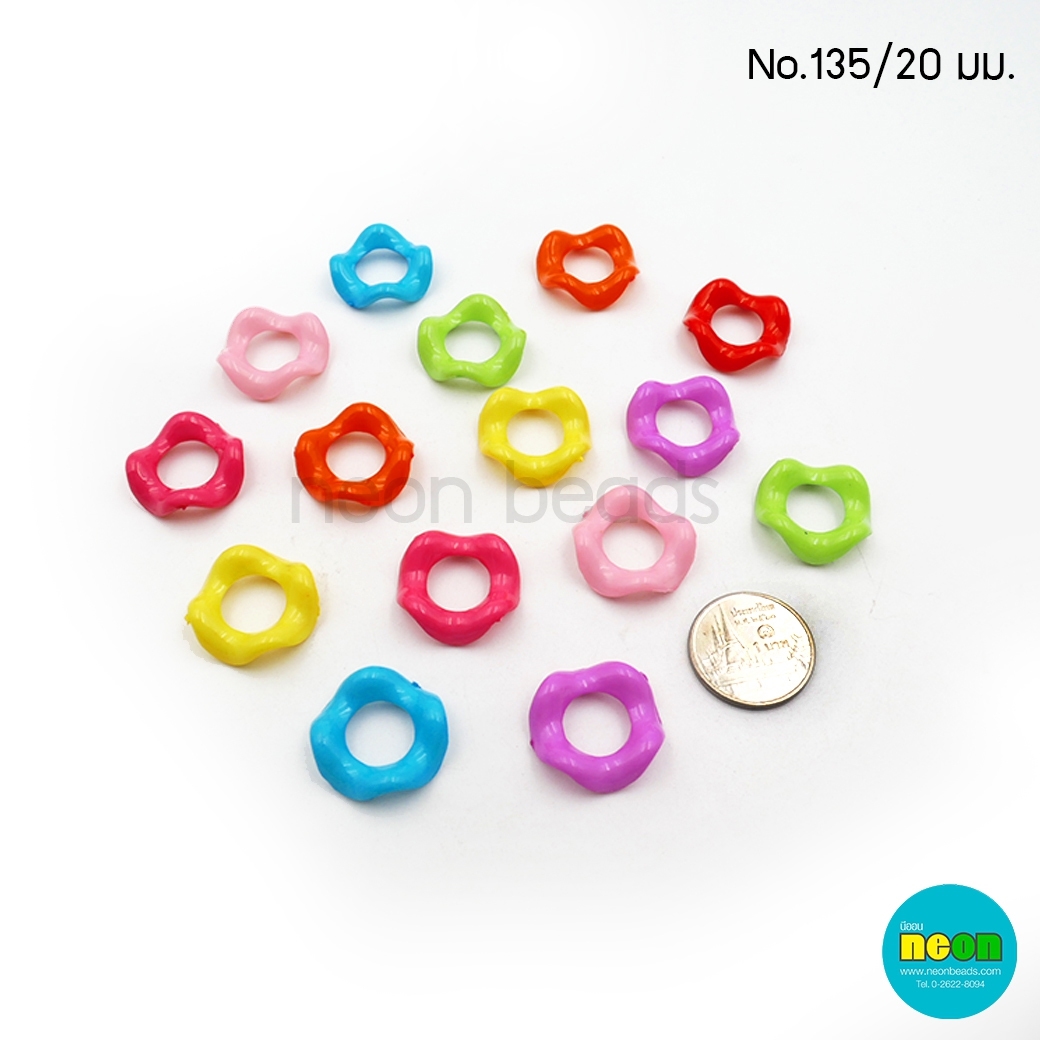 สีสด2195-No.135กลมรูโบ๋ร่อน20มม.คละสี