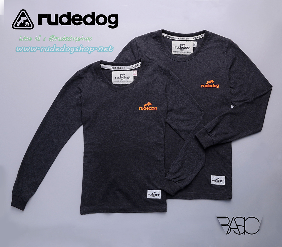 เสื้อยืดแขนยาวผู้หญิง rudedog รุ่น Basic (เบสิค) สีเทาดำ