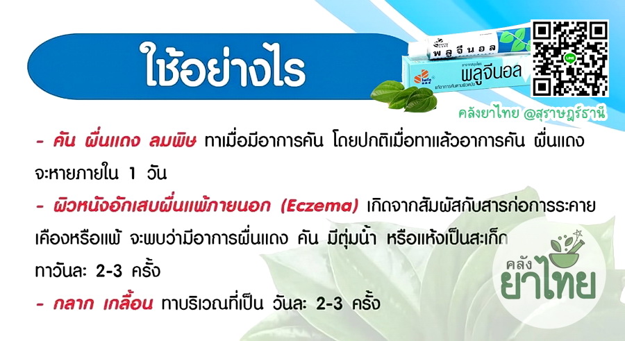 พลูจีนอล ครีมแก้ลมพิษ ผื่นคัน ผิวอักเสบ