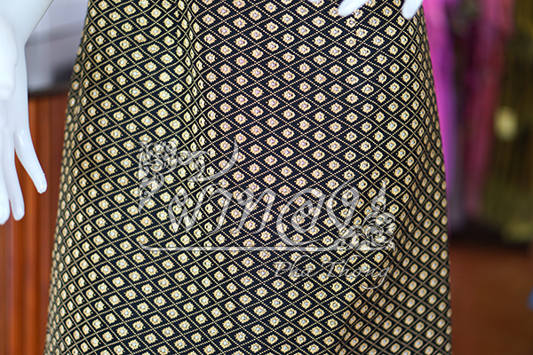 เดรสผ้าฝ้ายสุโขทัยทอลายดอกหวาย ไซส์ S