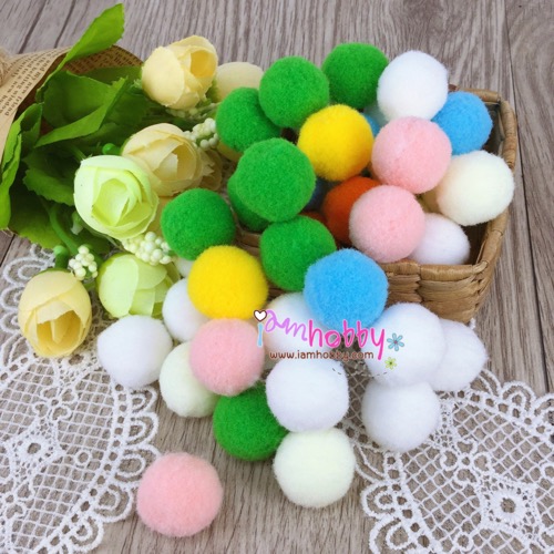 ปอมคละสี ขนาด 15 mm. (50 ชิ้น)