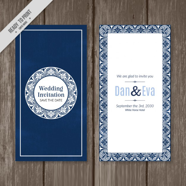 การ์ดแต่งงาน Wedding card สไตล์การออกแบบดีไซน์แบบเรียบๆโดยใช้สีขาวเป็นสีพื้นและจัดกราฟิกสีน้ำเงินมาตกแต่งยิ่งเกิดความสวยงามมากขึ้น การ์ดงานแต่ง ไว้สำหรับ เรียนเชิญแขกผู้มีเกียรติเข้ามาร่วมงานแต่งงาน // ตัวอย่างดีไซน์ การ์ดแต่งงาน การ์ดเชิญ การ์ดสวยๆ