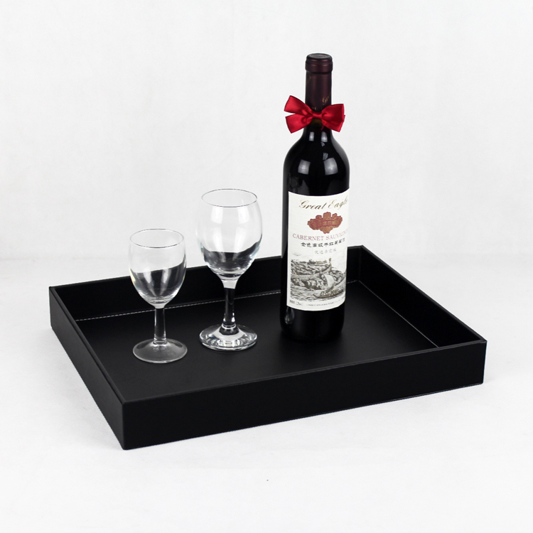 ถาดหนัง ถาดโรงแรม หนัง PU สีดำ ขนาด 40cm x 30cm x 5cm