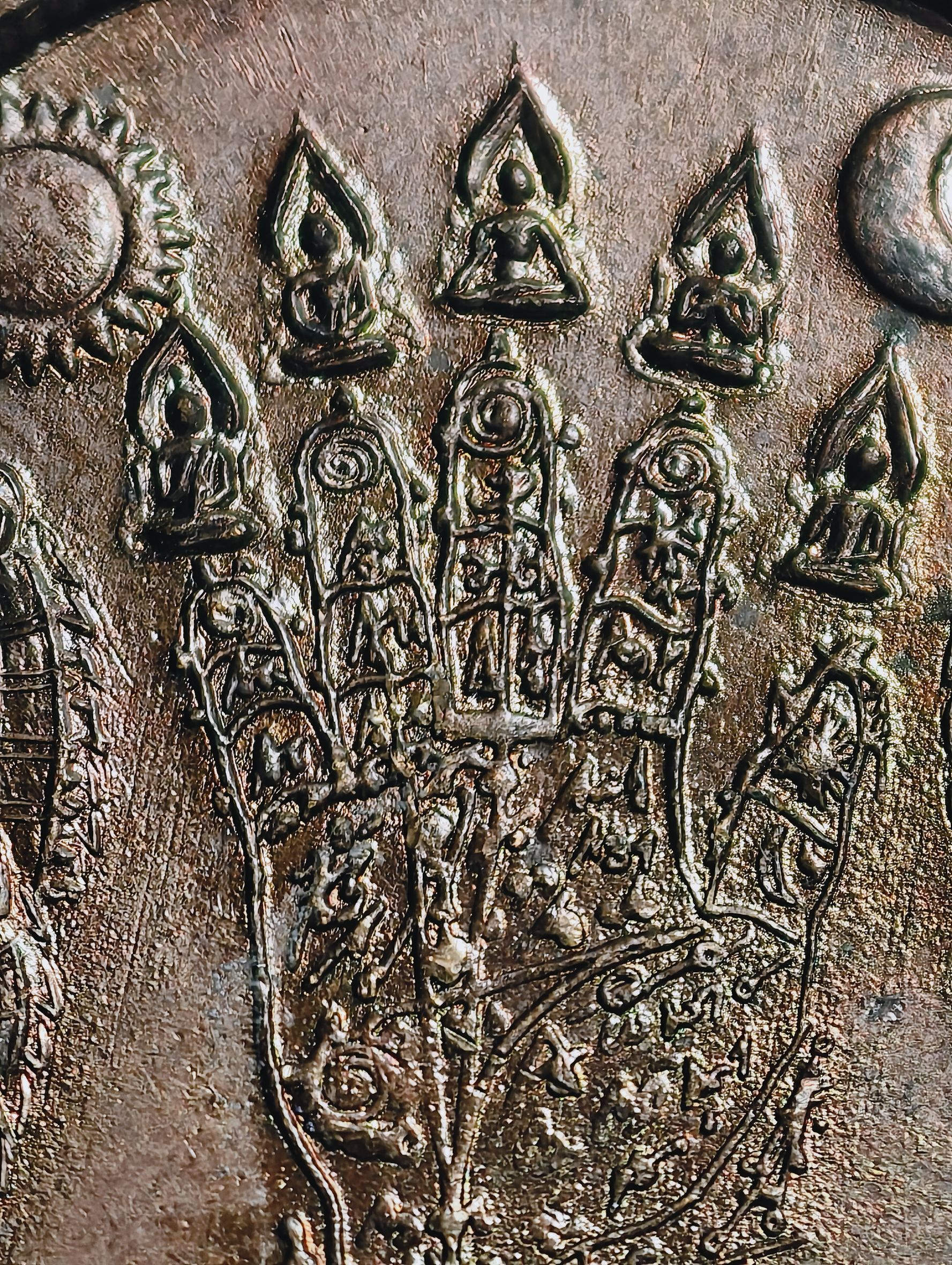 หลวงปู่จันทร์หอม เหรียญมหายันต์เทพนาคา ทองแดง พิธีอาจารย์หม่อม นิรนาม พระเจ้าห้าพระองค์ God hand สุริยัน จันทรา สร้างเจดีย์ AC4234