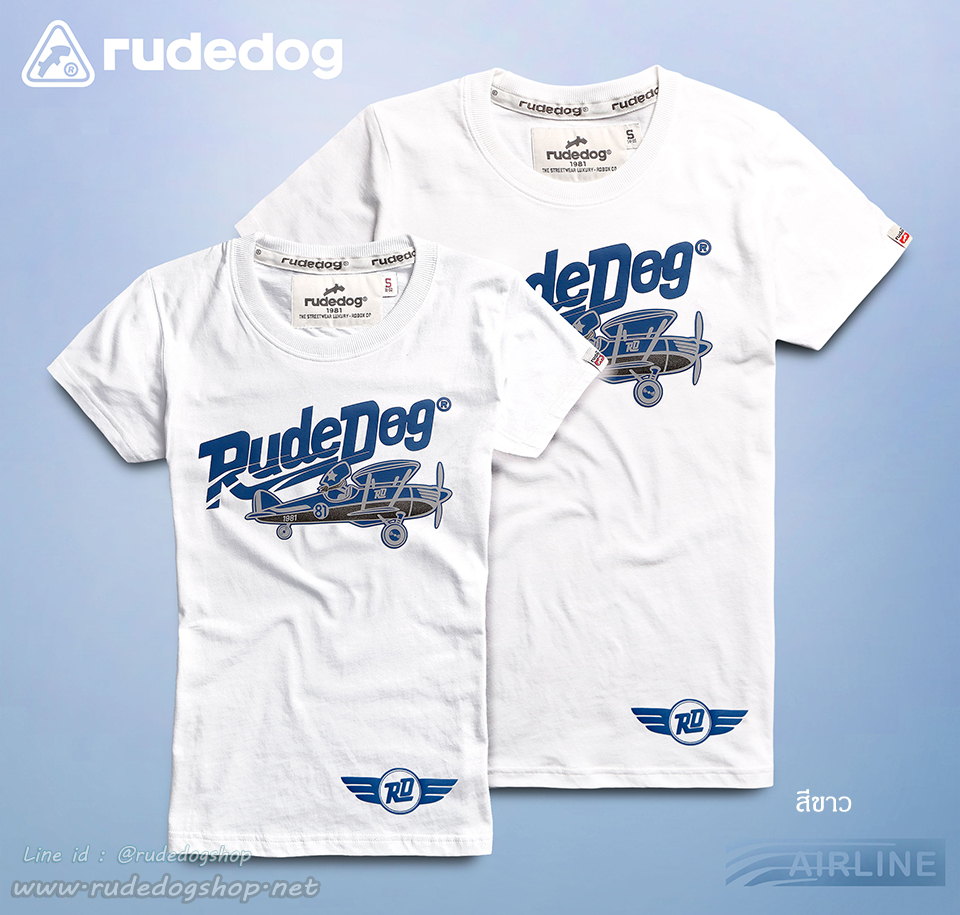เสื้อยืดแขนสั้นผู้หญิง rudedog รุ่น Airline (แอร์ไลน์) สีขาว