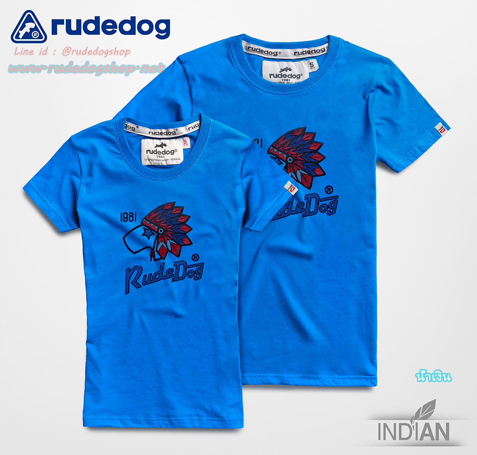 เสื้อยืดแขนสั้นผู้หญิง rudedog รุ่น Indian (อินเดียน) สีน้ำเงิน