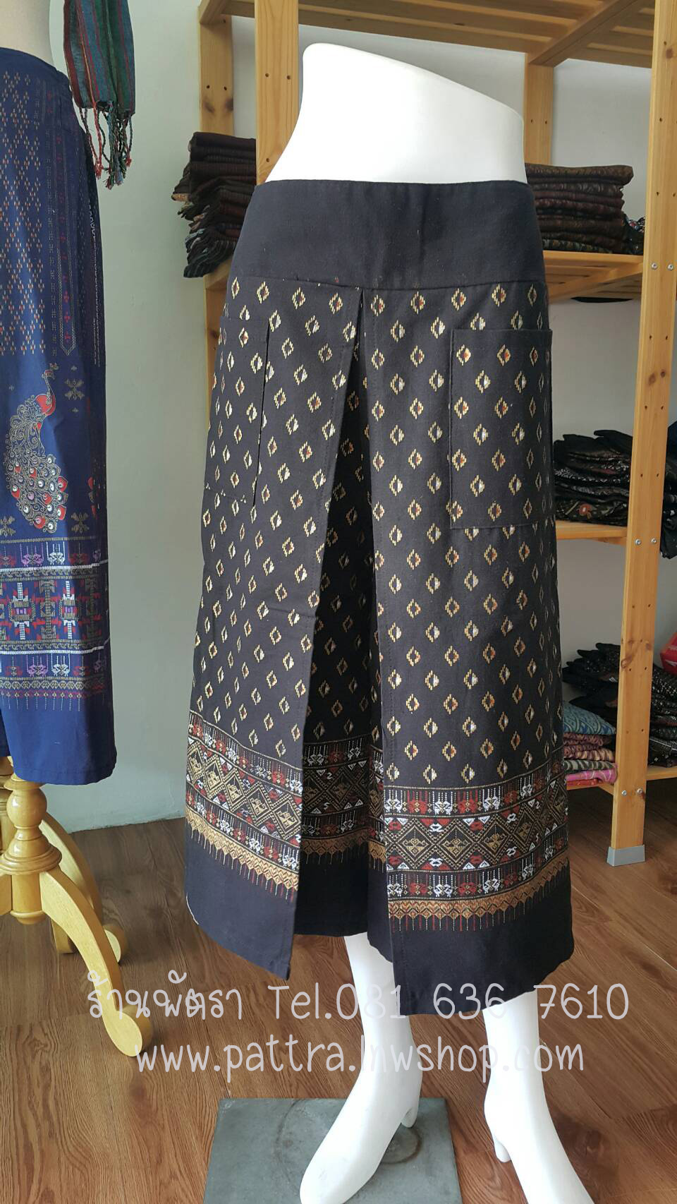 กางเกงผ้าฝ้ายผ้าพื้นเมือง5ส่วน