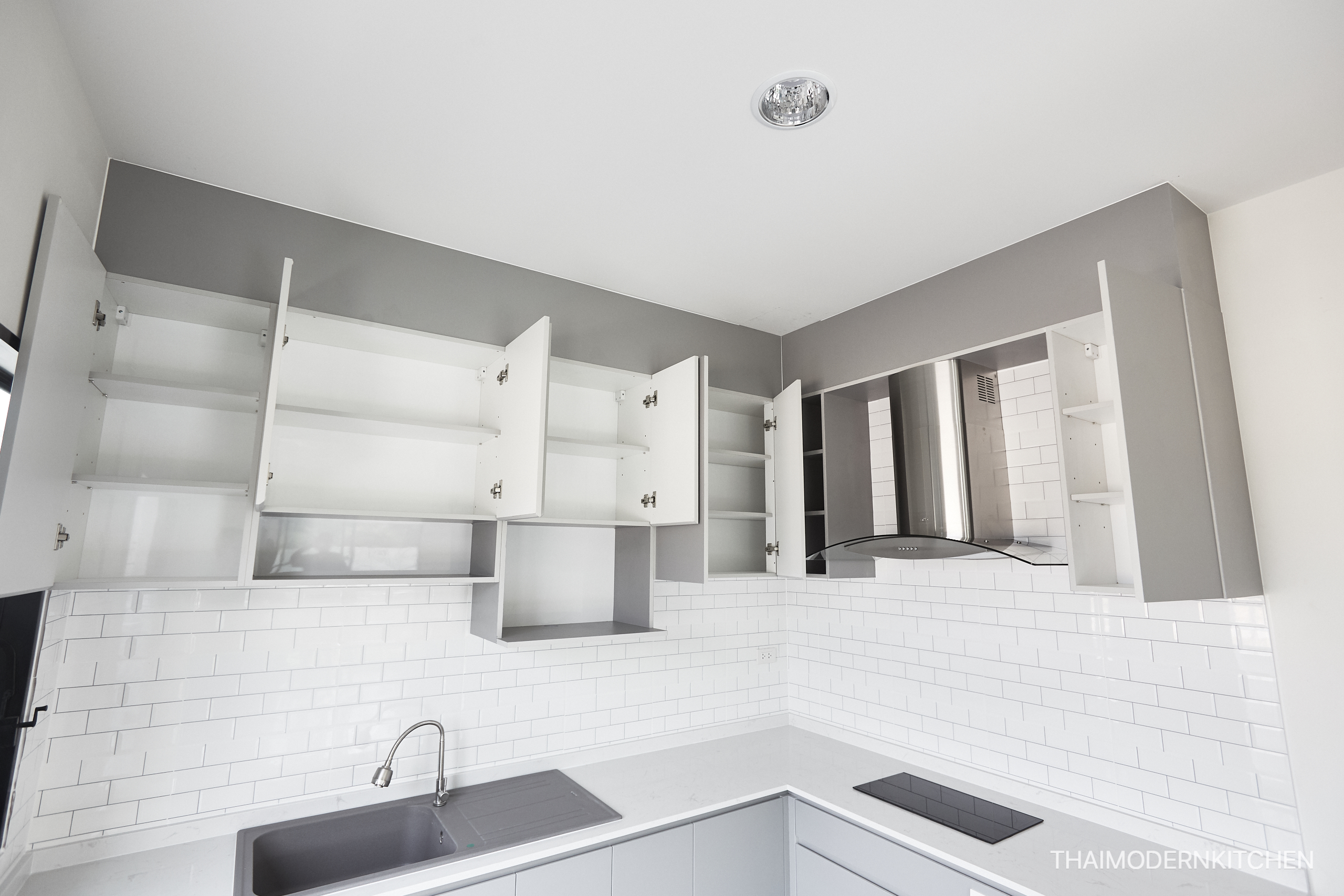 สีเทาก็กลับมาอีกครั้ง ครัวบิ้วอิน ราคา 53000 #ครัวบิ้วอิน ขนาด 2.2+1.2 ตู้บนล่าง