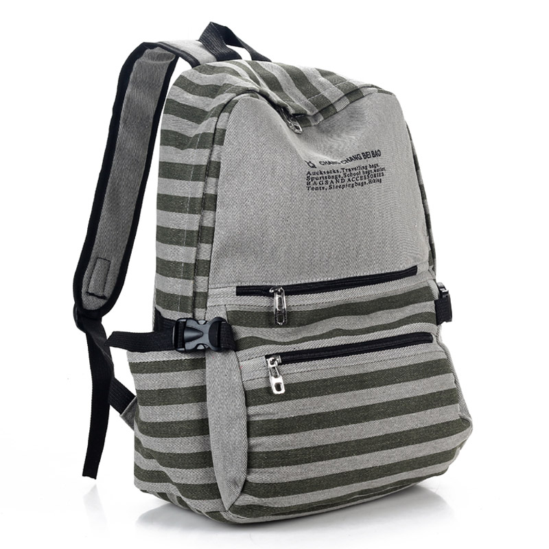กระเป๋าเป้ backpack แฟชั้นเกาหลี ญี่ปุ่น อังกฤษ สี Green stripe สำหรับวัยรุ่น วัยทำงาน