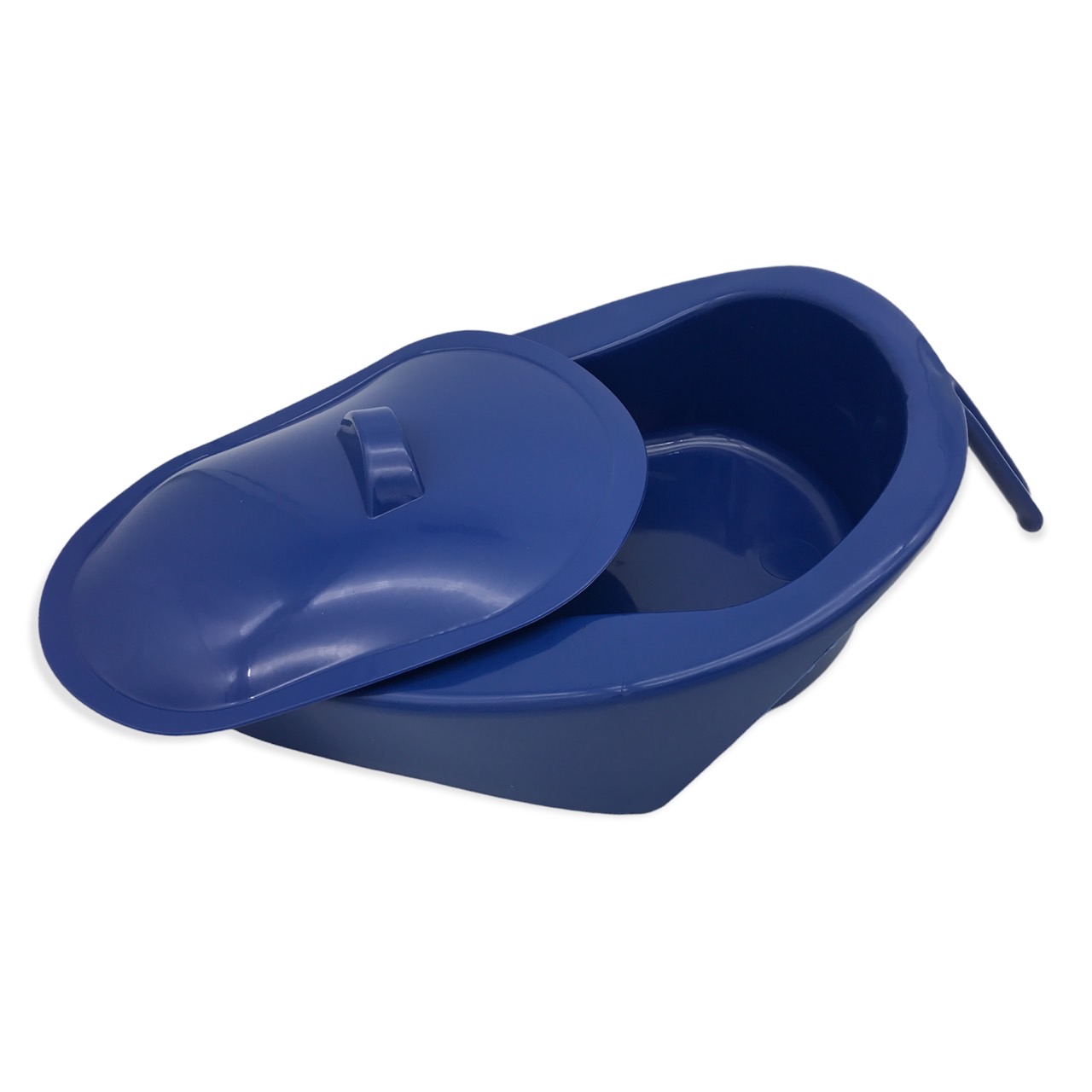 หม้อนอนพลาสติก หน้าลาด มีหูจับ พร้อมฝาปิด