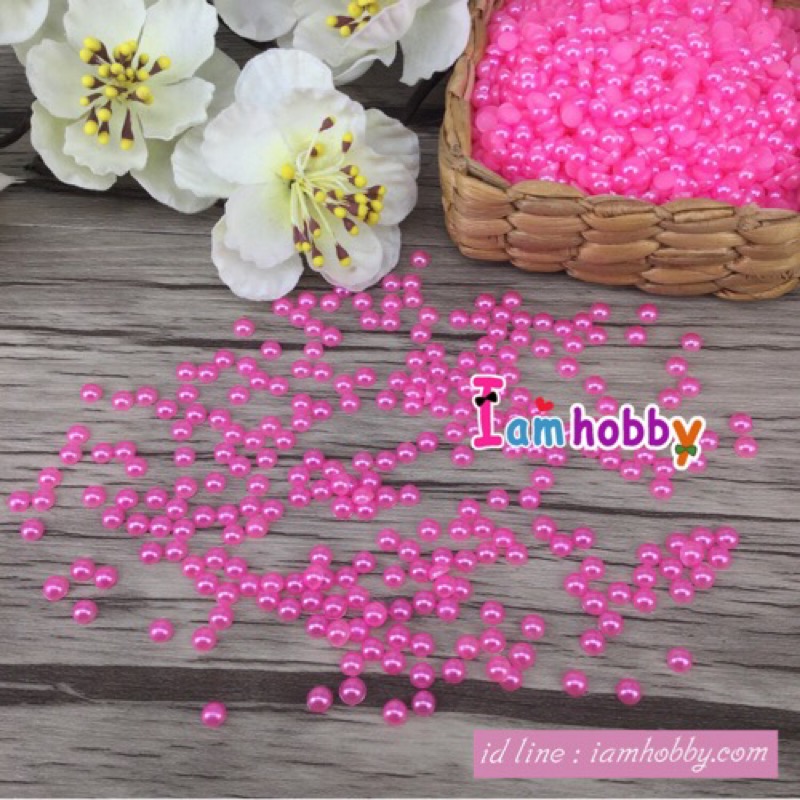 มุกครึ่งซีกโทนสีหวาน ขนาด 4 มิล (แพ็คละ 200 ชิ้น/สี) (เลือกสี)