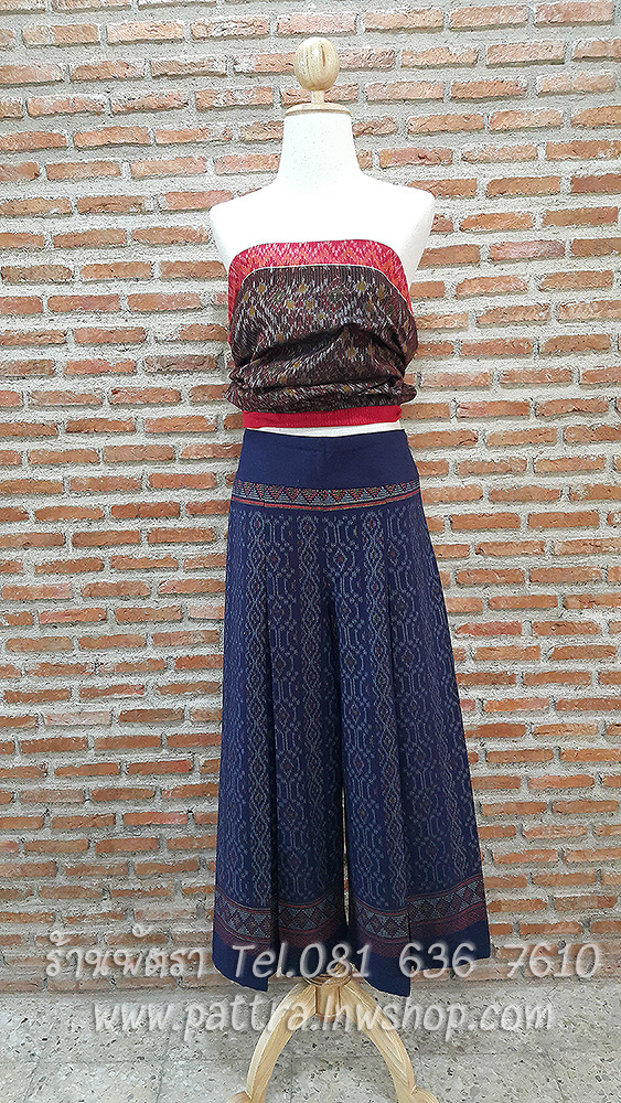 กางเกงผ้าฝ้ายผ้าพื้นเมืองทรงทวิสขายาว