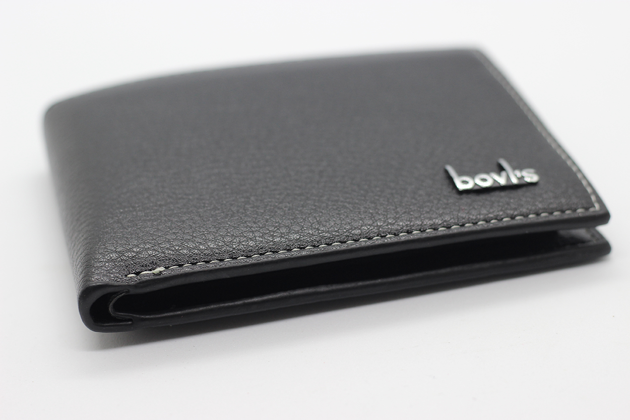 กระเป๋าสตางค์ผู้ชาย MS-233 [สีดำ มีซิป]