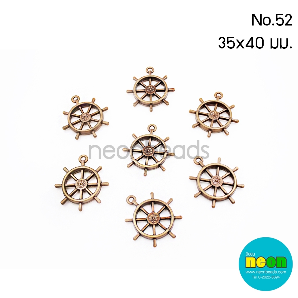 ลูกปัดอะคริลิกสีทองเหลืองNo.52.พวงมาลัยเรือ(กลาง)35*40mm.