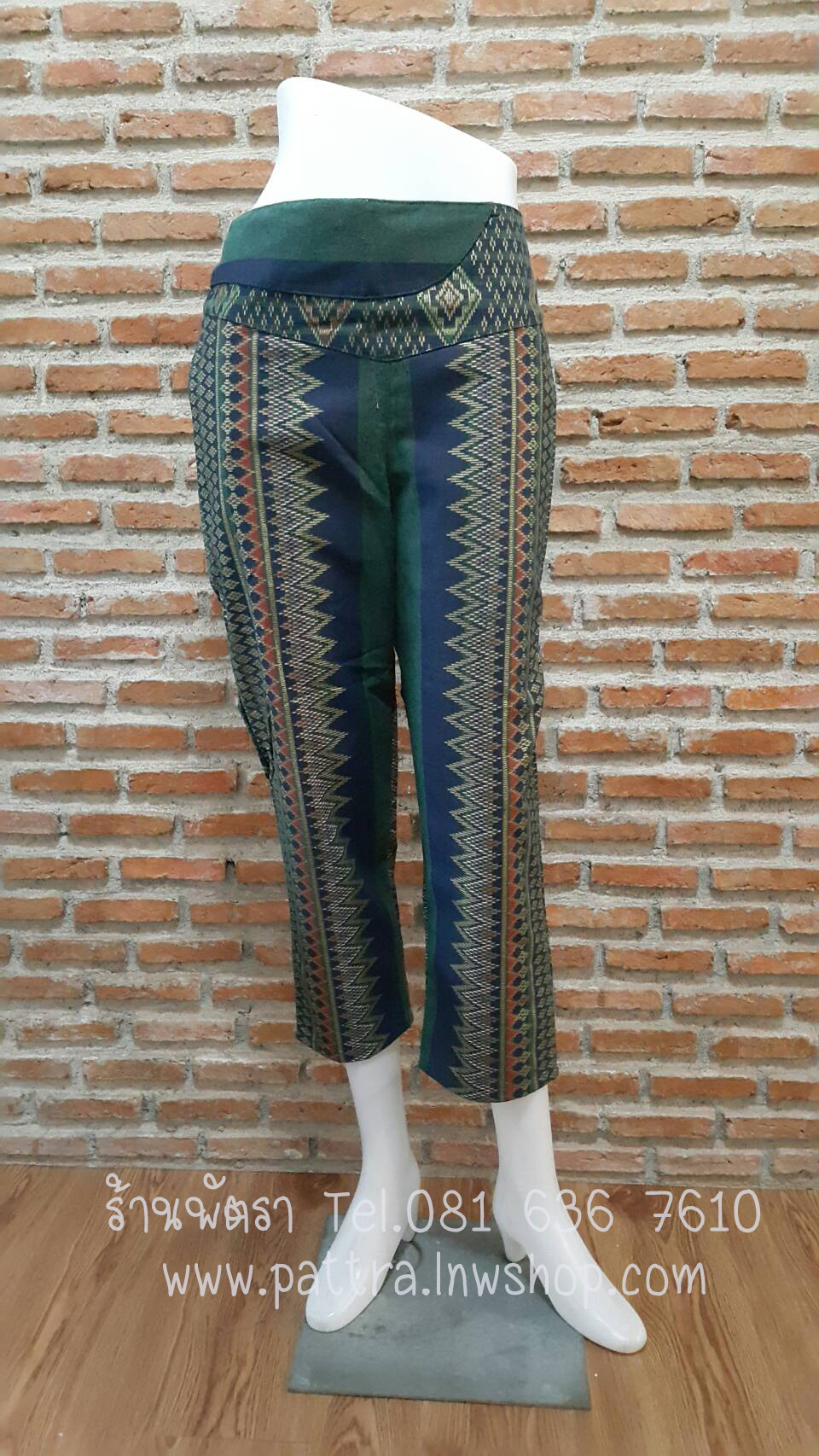 กางเกงผ้าฝ้ายผ้าพื้นเมือง5ส่วน