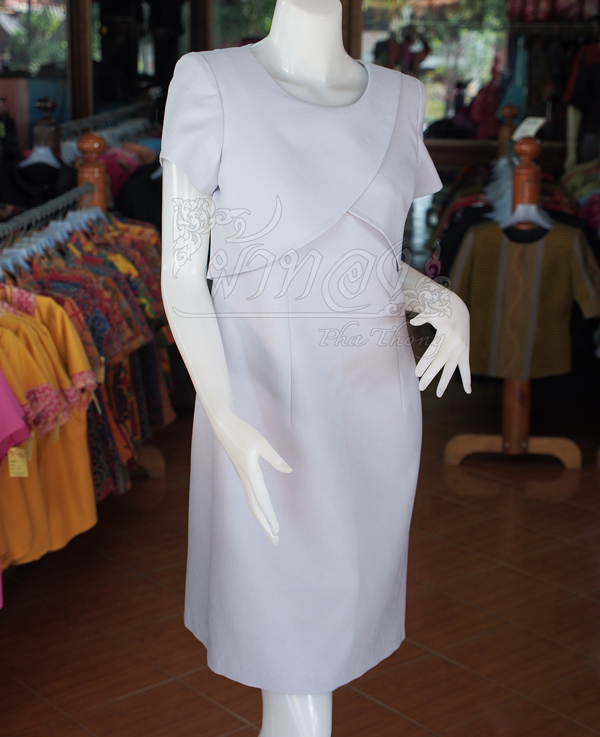 เดรสให้นมผ้าฝ้ายผสม สีเทา