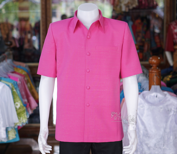 เสื้อผ้าฝ้ายแพรเงิน สีบานเย็นไซส์ L
