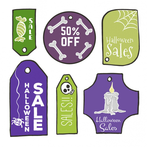 ป้ายสินค้า Hang Tag ป้ายกระดาษ สไตล์การออกแบบดีไซน์แบบใช้สีสันสวยงาม ป้ายสินค้าไว้สำหรับประชาสัมพันธ์แก่ลูกค้าในช่วงเทศกาลฮาโลวีนเป็นการดึงดูดให้ลูกค้าสนใจสินค้ามากขึ้น // ตัวอย่างดีไซน์ ป้ายสินค้า Hang Tag ป้ายกระดาษ