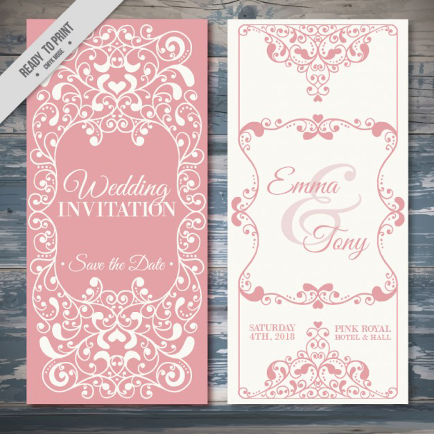 การ์ดแต่งงาน Wedding card สไตล์การออกแบบดีไซน์สีชมพูตัดลวดลายกับสีขาวทำให้ดูเข้ากันและลงตัวเป็นอย่างดี การ์ดงานแต่ง ไว้สำหรับ เรียนเชิญแขกผู้มีเกียรติเข้ามาร่วมงานแต่งงาน // ตัวอย่างดีไซน์ การ์ดแต่งงาน การ์ดเชิญ การ์ดสวยๆ