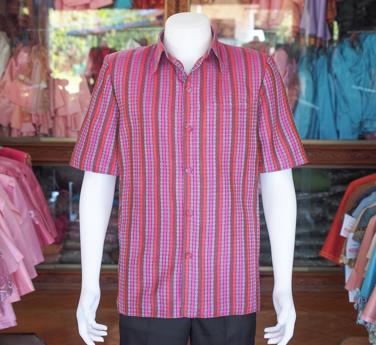 เสื้อผ้าฝ้ายทอลายลูกแก้ว ไซส์ 2XL