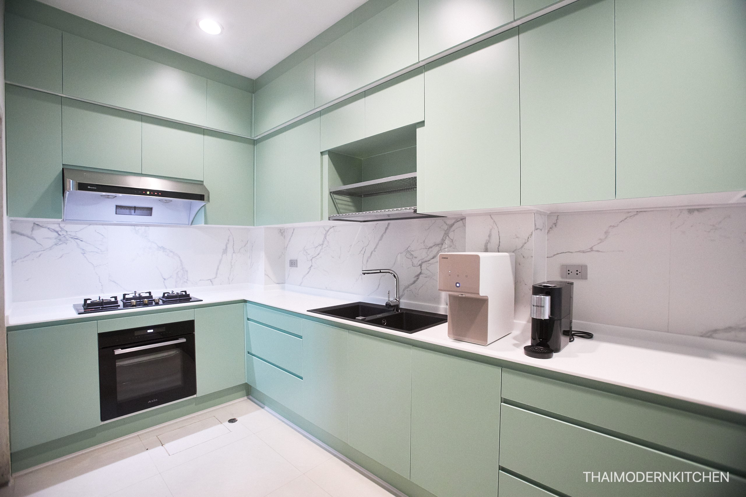 ครัวบิ้วอิน บ้านคุณกิตติศักดิ์ ราคา 140,000 -ทำตู้บน 2 ชั้น