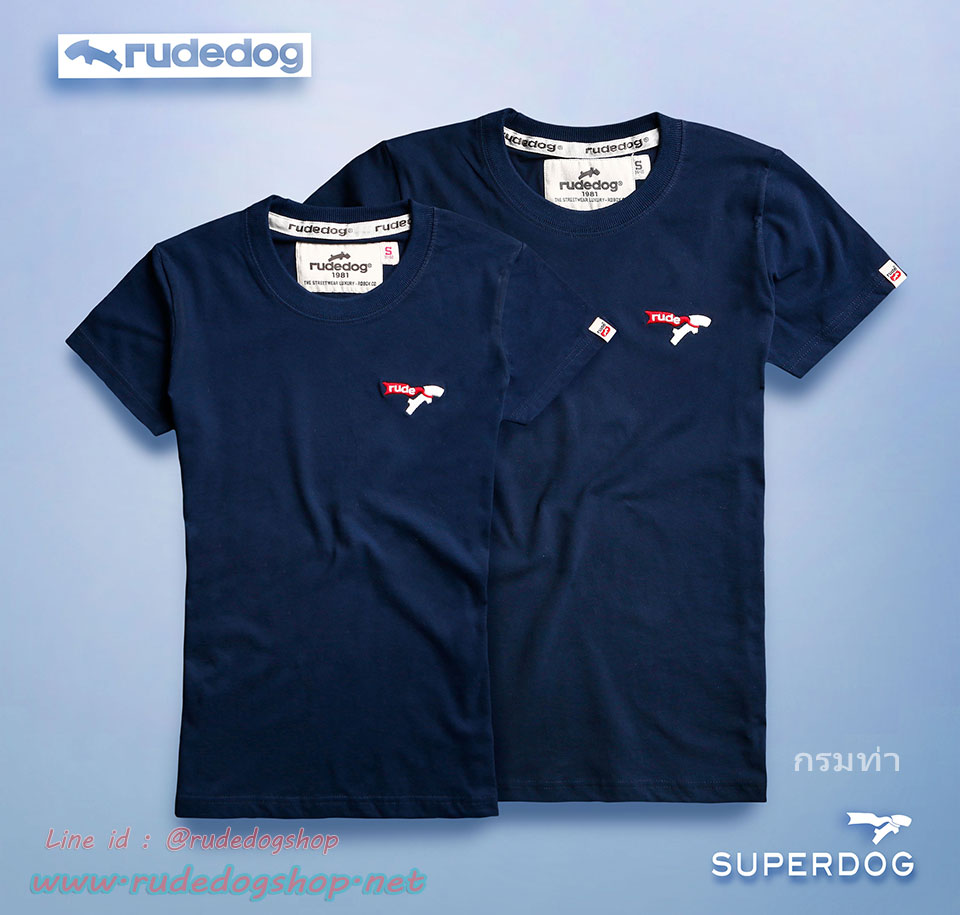 เสื้อยืดผู้หญิงคอกรมแขนสั้น rudedog รุ่น Mini Super (มินิซุปเปอร์) สีกรมท่า
