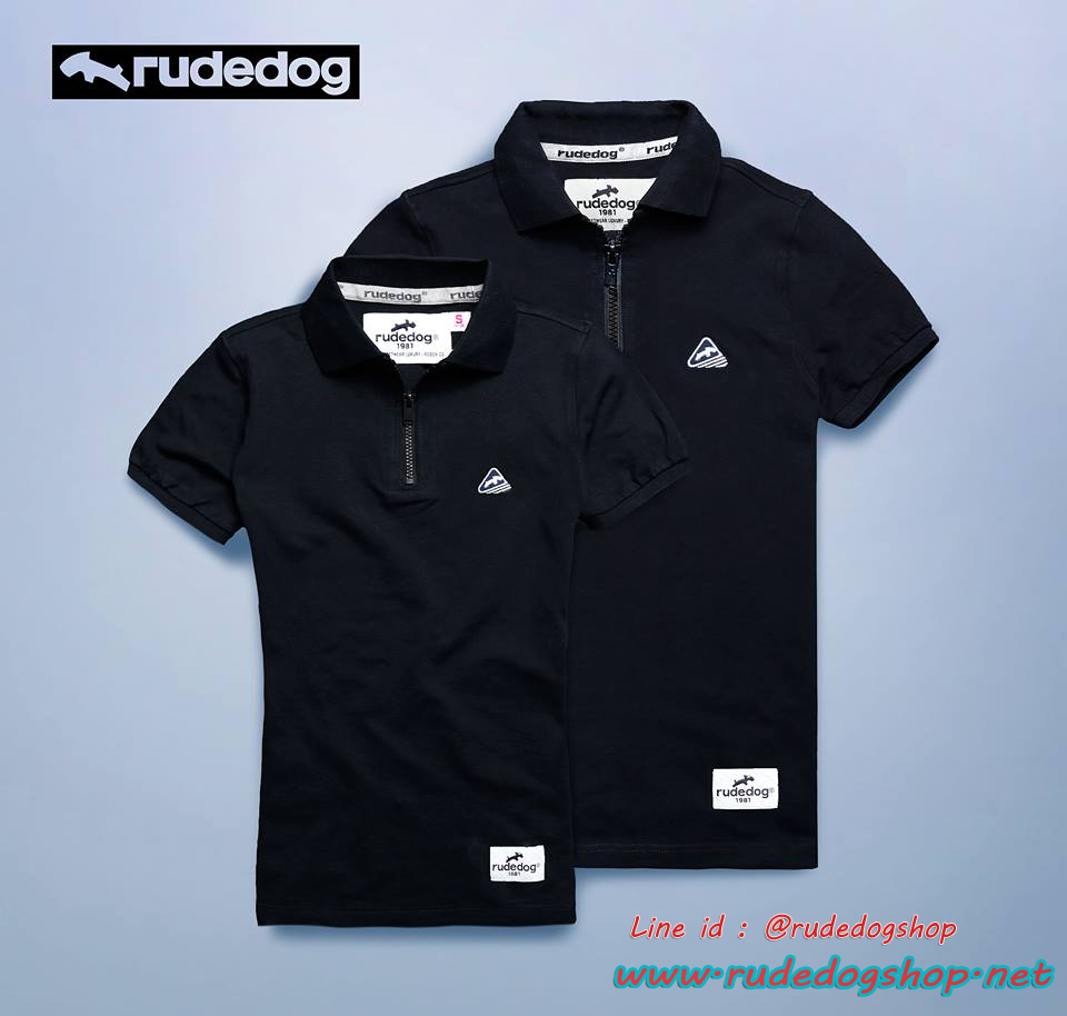 เสื้อโปโลผู้หญิง rudedog รุ่น Racquet (แร็คเก็ต) สีดำ ไซส์ M (33-34)
