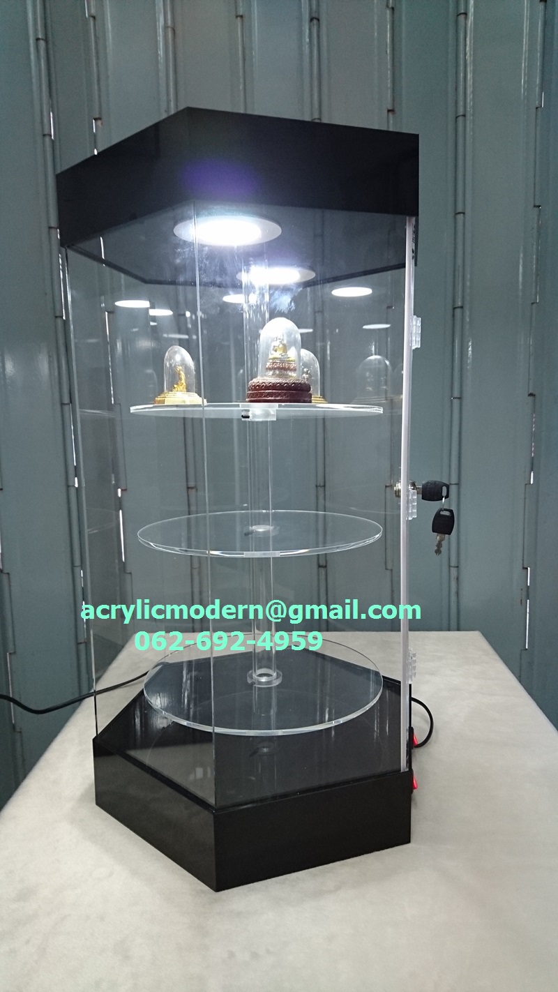 ตู้โชว์หกเหลี่ยม หมุนได้ มีไฟ