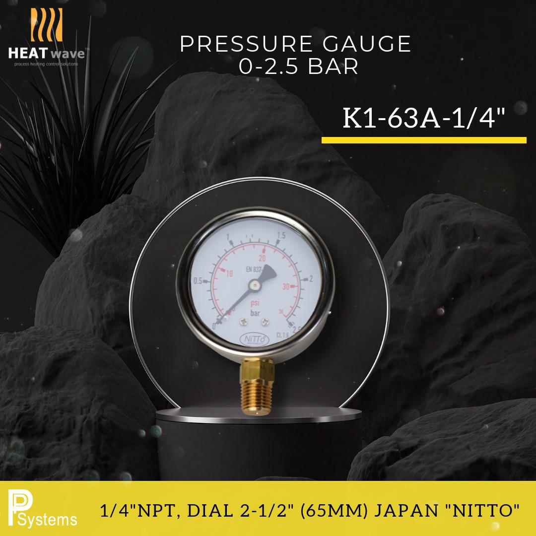 NITTO Pressure Gauge 0-2.5 bar l เกจวัดแรงดันแก๊สช่วงแรงดันสูง