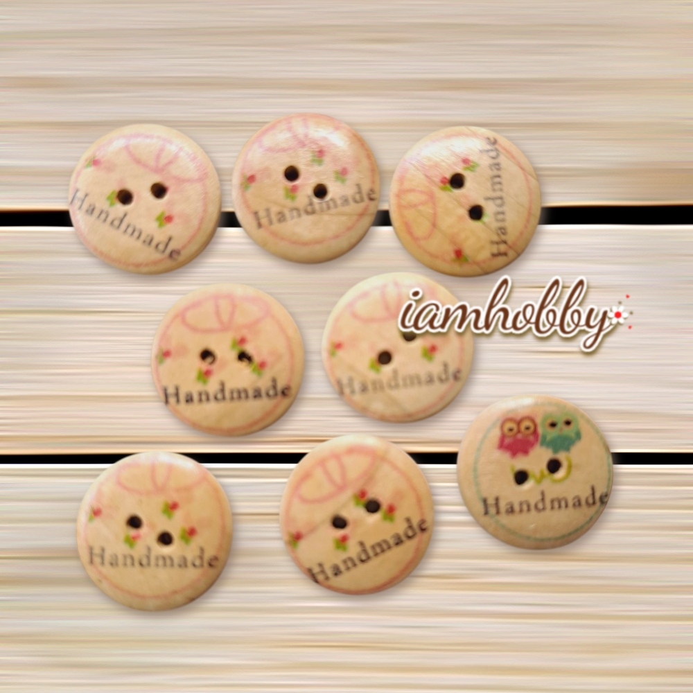 กระดุมไม้Handmade คละลาย (แพ็คละ 37 ชิ้น)