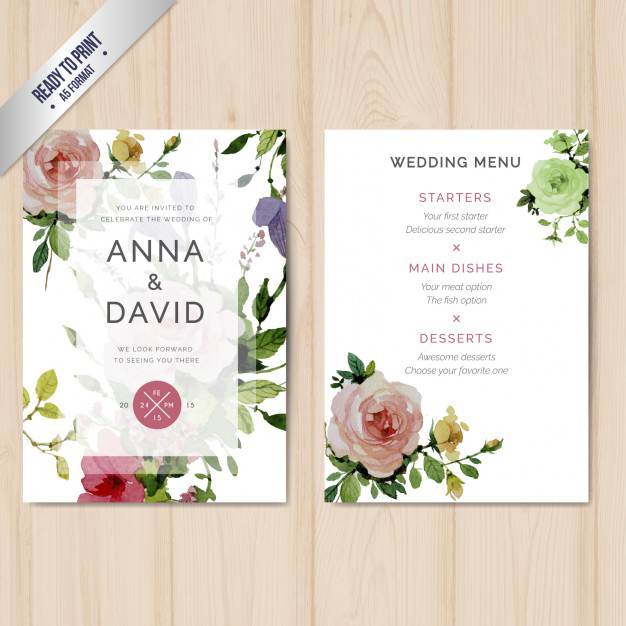 การ์ดแต่งงาน Wedding card สไตล์การออกแบบดีไซน์โดยการใช้พื้นหลังสีขาวและตกแต่งด้วยลายดอกไม้สีสันสดุดตาเพิ่มความโดดเด่น การ์ดงานแต่ง ไว้สำหรับ เรียนเชิญแขกผู้มีเกียรติเข้ามาร่วมงานแต่งงาน // ตัวอย่างดีไซน์ การ์ดแต่งงาน การ์ดเชิญ การ์ดสวยๆ