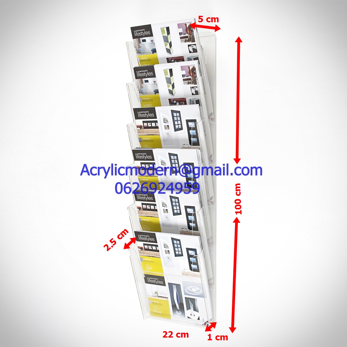 แผงเสียบกระดาษ A4 ติดผนัง 6 ช่อง